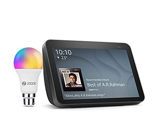 All New Echo Show 8-2nd Gen (Black) combo with Zoook 9W Smart Bulb