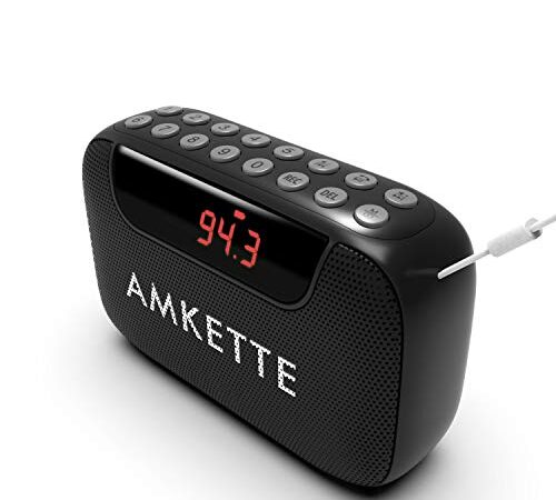 Amkette Pocket Blast FM Radio Bluetooth Speaker with Type C Charging, Hidden Antenna, 6W Output, Voice/FM Recording, 7+ Hours Playback, and Number Pad (AUX, SD Card, USB Input) (Black)