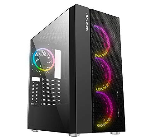 Ant Esports ICE-511MT Mid Tower Mesh Gaming Cabinet Computer Case Supports E-ATX, ATX, Micro-ATX, Mini-ITX Motherboard with Sliding Tempered Glass Side Panel, 4 x 120mm ARGB Front & Rear Fans