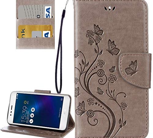 ASUS Cases for Asus Zenfone 3 Max / ZC520TL Butterflies Love Flowers Embossing Horizontal Flip Leather Case with Holder & Card Slots & Wallet & Lanyard ASUS Phone Parts