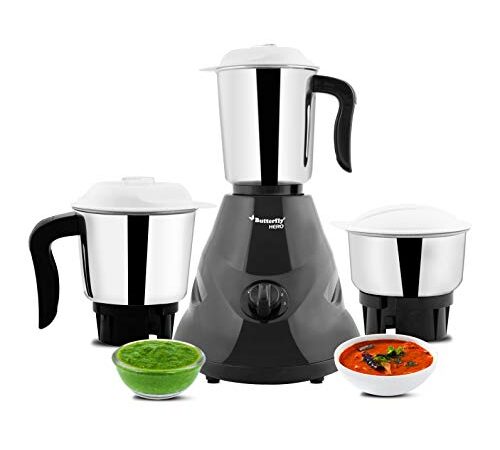 Butterfly Hero Mixer Grinder, 500W, 3 Jars (Grey)