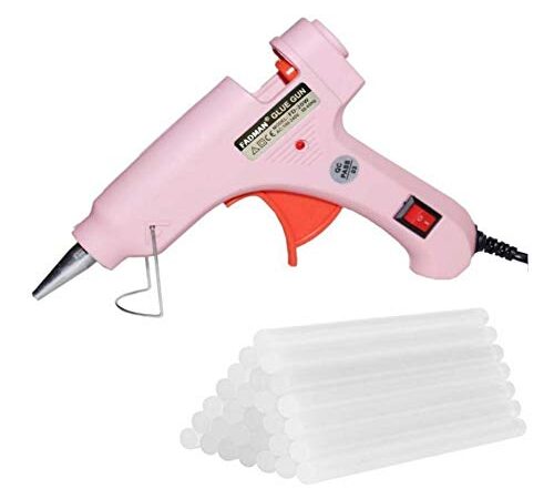 Fadman Electric 20W Pink Mini Hot Melt Glue Gun With 30 Pcs Hot Melt Glue Stick Standard Temperature Corded Glue Gun (7 mm)