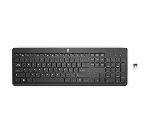 HP 230 Wireless Keyboard with 12 Function Keys, 16 Month Life Battery, 2.4GHz Wireless Connection Up to 32.8ft / 3 Years Warranty (3L1E7AA), Black