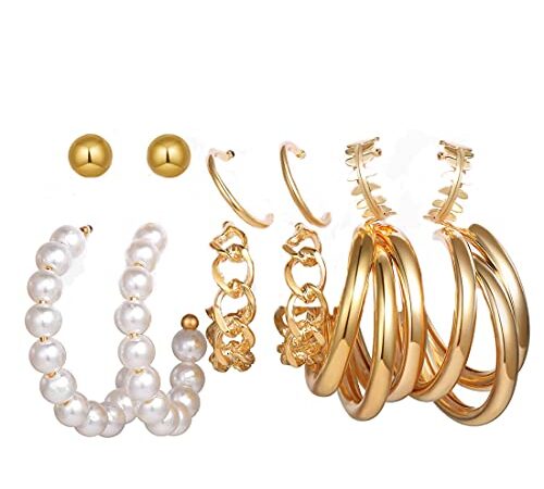 Jewels Galaxy Gold Plated Hoops Earrings Combo For Women/Girls