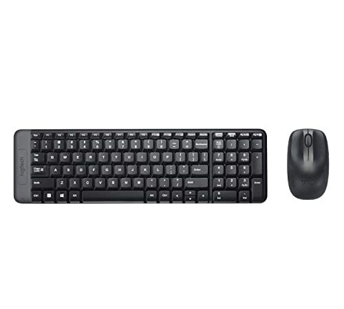 Logitech MK215 Wireless Keyboard and Mouse Combo for Windows, 2.4 GHz Wireless, Compact Design, 2-Year Battery Life(Keyboard),5 Month Battery Life(Mouse) PC/Laptop- Black