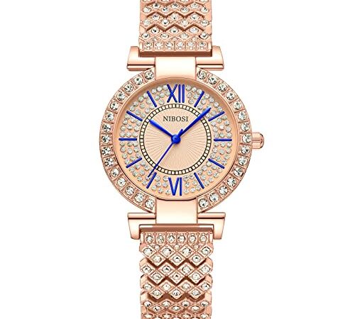 NIBOSI Analog Rose Gold Dial Women's Watch for Girls&Miss&Ladies Diamond Studded with Stylish Watches (Rose Gold)