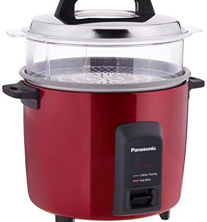 Panasonic SR-Y22FHS Electric Cooker with Cooking Pan, Red, Burgundy 1.25KG Rice