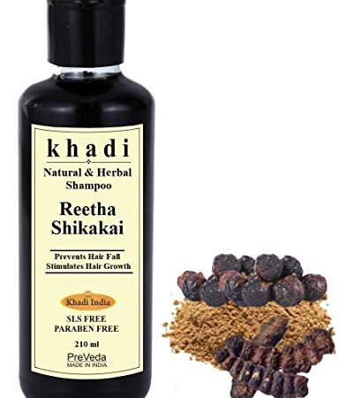 PreVeda ® Khadi Reetha Shikakai Shampoo Natural and Herbal Organic Shampoo - SLS and Paraben-Free , 210 ml