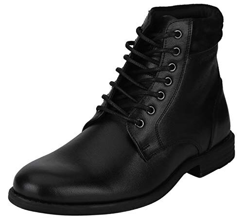 Red Tape Men Black Leather Outdoor Boots-8 UK (42 EU) (RRE0161-8)