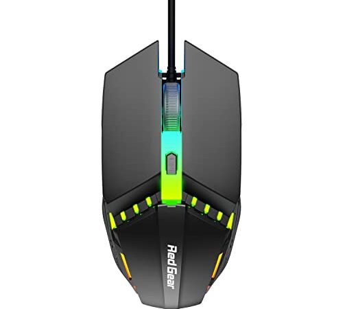 Redgear A-10 Wired Gaming Mouse with RGB LED, Lightweight and Durable Design, DPI Upto 2400, Compatible with Windows and MAC.