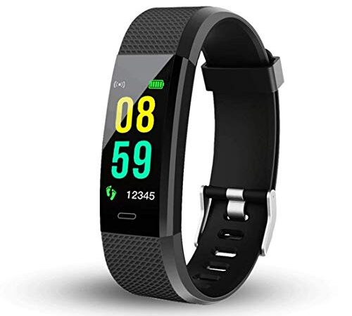 Starkwoood Smart Fitness Band ID115 For Honor X10 Max 5G Touchscreen Smart Bracelet Bluetooth Smart Band LED with Daily Activity Tracker, Heart Rate Sensor, Sleep Monitor and Basic Functionality for All Boys & Girls Wristband 1A - Black