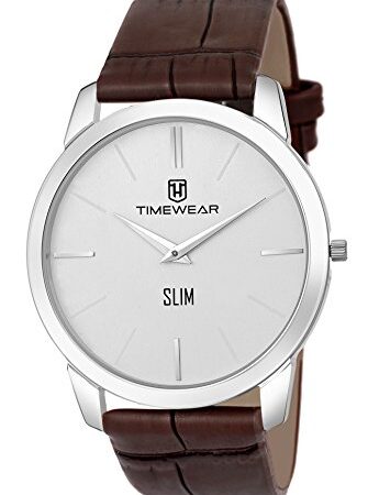 TIMEWEAR Analog Slim Two Hands Brown Leather Strap Watch for Men