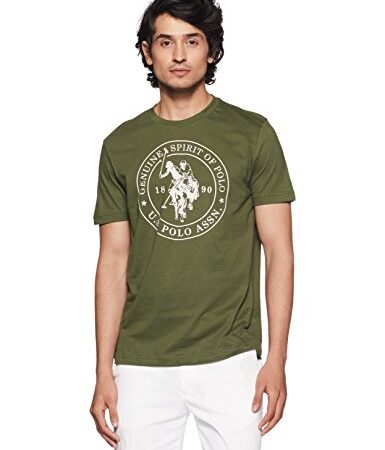 U.S. Polo Assn. Men's Comfort Fit solid 100% Cotton T-Shirt Pack of 1 (I643-179-PL_OLIVE_L)