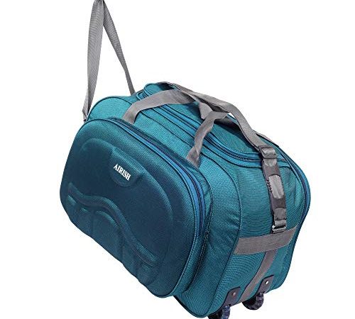 Airish Fashion Polyester Lightweight 50 L Luggage Travel Duffel Bag with 2 Wheels (Green)