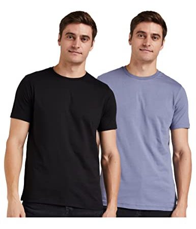 Amazon Brand - Symbol Men's Solid Regular T-Shirt (AW17PLPO2-7_Country Blue & Jet Black M)