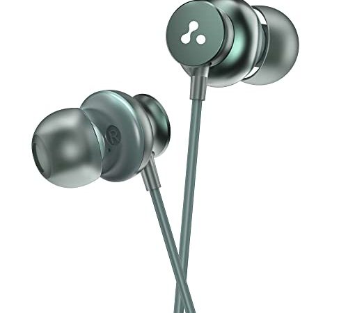 Ambrane Stringz 38 Wired Earphones with Mic, Powerful HD Sound with High Bass, Tangle Free Cable, Comfort in-Ear Fit, 3.5mm Jack (Green), Normal