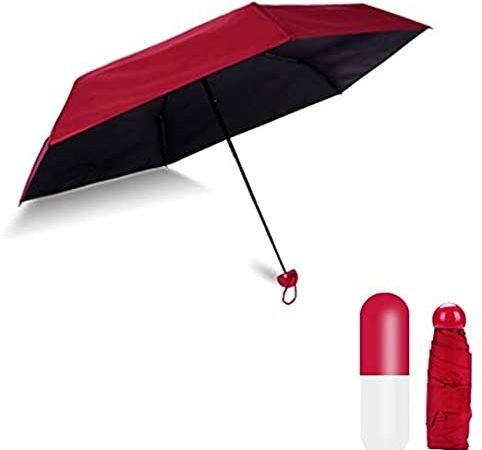 AVYAYA UV Protection tablet umbrella capsule umbrella For Rain Windproof & Sun Protection Features, 4 Folding Compact Capsule Case For Men Women Kids (Maroon)