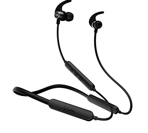 Boat Rockerz 255 Pro+ Upto 40 Hours Playback, ASAP Charge, Ipx7, Dual Pairing and V5.0 Bluetooth Wireless in Ear Earphones with Mic (Active Black)