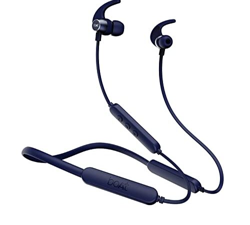 Boat Rockerz 255 Pro+ V5.0 Bluetooth Wireless in Ear Earphones with Upto 40 Hours Playback, ASAP Charge, Ipx7, Dual Pairing with Mic (Navy Blue)