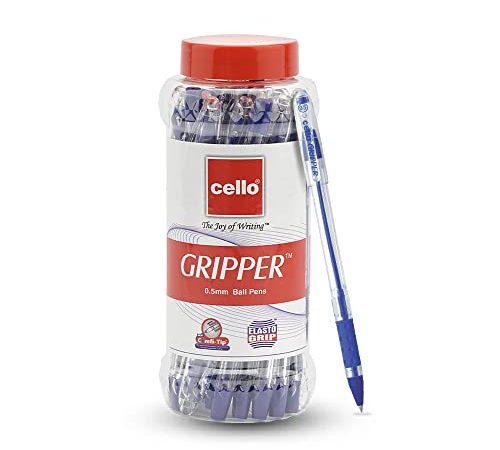 Cello Gripper Ball Pen | Blue Ball Pens | Jar of 25 Units | Best Ball Pens for Smooth Writing | Ball Pen Set | Writing Pen for Students and Professionals I Cello Stationery