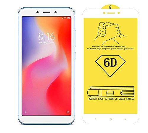 CRodible Innovation Full Screen Coverage Edge to Edge 6D Tempered Glass Bubble-Free HD Clear Film Compatible with Mi Redmi 6A (Blue, 2GB RAM, 16GB Storage) (White)