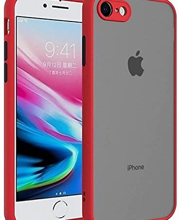 DAECAS Matte Finish Translucent | Camera Protection | Shockproof Anti-Slip Grip Smoke Back Case for iPhone 6s Plus - Red