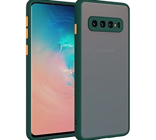 DAECAS Matte Finish Translucent | Camera Protection | Shockproof Anti-Slip Grip Smoke Back Case for Samsung Galaxy S10 Plus - Dark Green