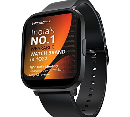 Fire-Boltt India's No 1 Smartwatch Brand Ninja 2 Max 1.5" Full Touch Display, SpO2, Heart Rate, 20 Sports Mode & Sleep Monitor, Gesture,Camera & Music Control, IP68 Dust & Sweat Resistance (Black)