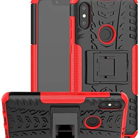 Glaslux Moto One Power, Back Cover, Premium Real Hybrid Shockproof Bumper Defender Cover, Kickstand Hybrid Desk Stand Back Case Cover for Moto One Power - Red