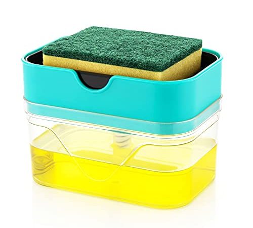 Golwyn® Kitchen Accessories Items Dispenser Soap Pump Sponge Holder Plastic Liquid Soap Dispenser Kitchen Set Cleaning Sink Dishwasher Liquid, Gel, Shampoo, Soap Dispenser