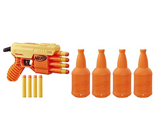 Nerf Fang QS-4 Targeting Set -- 13-Piece Alpha Strike Set Includes Toy Blaster, 4 Half-Targets, and 8 Official Elite Foam Darts (Multicolour)