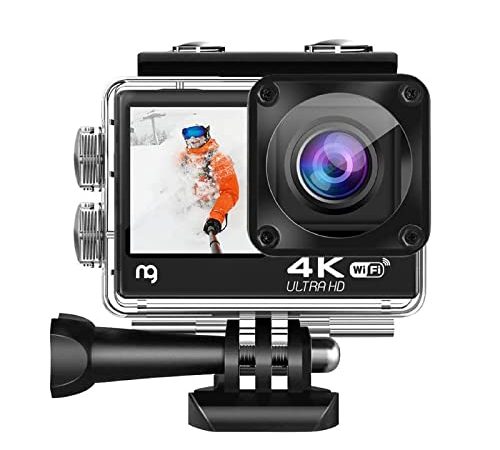 NG Sports 4K 60fps WiFi Action Camera 24MP Wide Angle Lens with Dual Screen, EIS Stabilisation for Vlogging with 12 Free Accessories