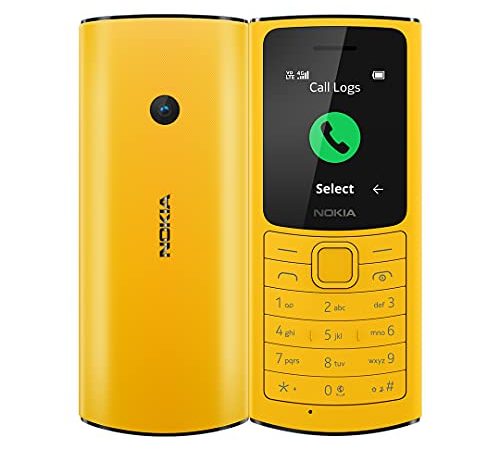 Nokia 110 4G with Volte HD Calls, Up to 32GB External Memory, FM Radio (Wired & Wireless Dual Mode), Games, Torch | Yellow (Nokia 110 DS-4G)