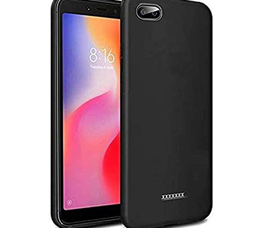 NoWide Back Cover Case for Redmi 6A, Silicone Shockproof Phone Case with [Soft Anti-Scratch Microfiber Lining] Black (Pack of 1)