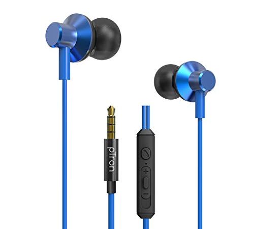 pTron Pride Lite HBE (High Bass Earphones) in-Ear Wired Headphones with in-line Mic, 10mm Powerful Driver for Stereo Audio, Noise Cancelling Headset with 1.2m Tangle-Free Cable & 3.5mm Aux - (Blue)