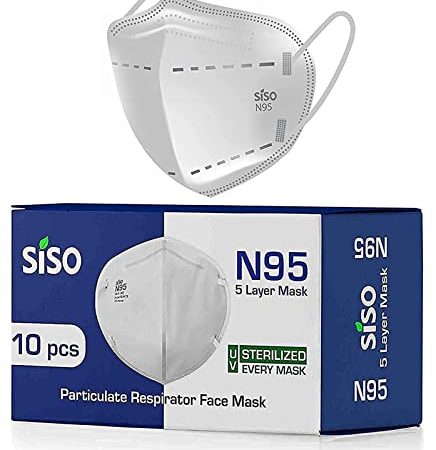 SISO Unisex ISI Mark/BIS Certified N95 5 Layer Face Mask FFP2 (White, Pack of 10)