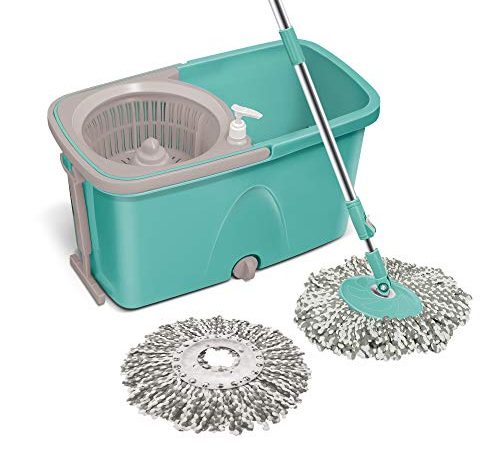 Spotzero by Milton Classic 360 Degree Cleaning Spin Mop with Easy Wheels, 2 Refill and Bucket