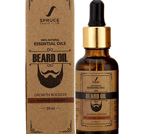 Spruce Shave Club Beard Oil For Beard Growth (30ml) - Cedarwood & Mandarin - 9 Natural Oils For Beard Growth