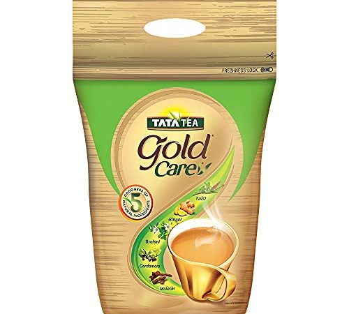 Tata Tea Gold Care | Rich in Taste | Goodness of Elaichi, Ginger, Tulsi, Brahmi & Mulethi | Black Tea | 1 kg