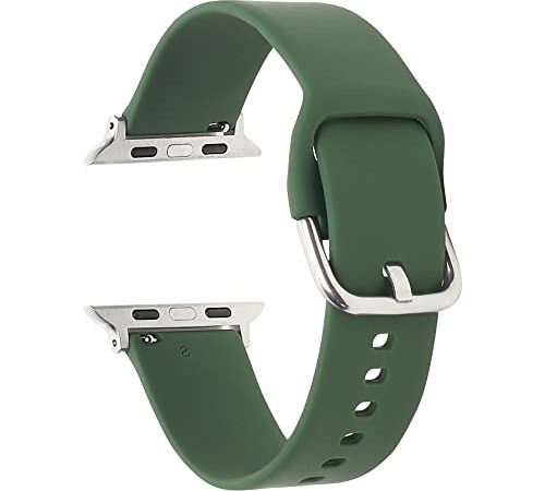 TECHONTO Plain Band Soft Silicone Sport Wristband Compatible with Apple Watch iWatch Bands 42mm 44mm & 45mm Soft Silicone Strap Wristbands for Apple Watch Series 6/5/4/3/2/1/SE(42-44mm/45mm, Green)