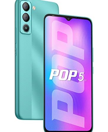 Tecno Pop 5 LTE(Turquoise Cyan 2G+32GB)| 6.52" HD+Dot Notch | 5000mAh | 8MP Dual Camera | Front Flash| IPX2 Splash Resistant