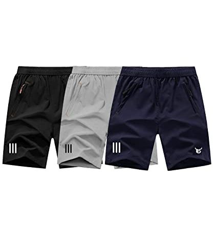 Trillion Men's Polyester Sport Shorts (X-Large, Black:Navy:Grey)