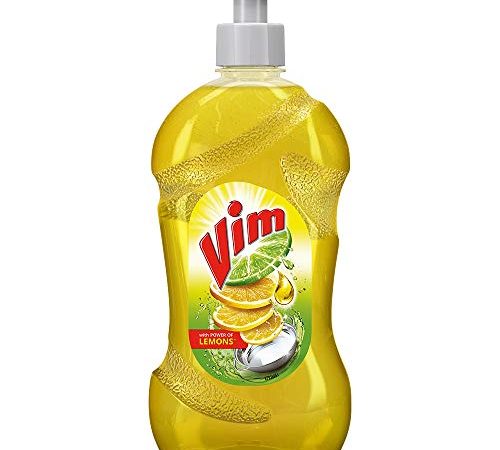 Vim Dishwash Liquid Gel Lemon, With Lemon Fragrance, Leaves No Residue, Grease Cleaner For All Utensils, 500 ml Bottle