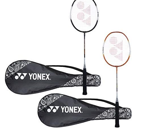 Yonex ZR 100 Light Aluminium Blend Badminton Racquet with Full Cover, Set of 2 (Black/Orange)