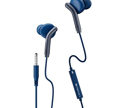 ZEBRONICS Zeb-Bro in Ear Wired Earphones with Mic, 3.5mm Audio Jack, 10mm Drivers, Phone/Tablet Compatible(Blue)