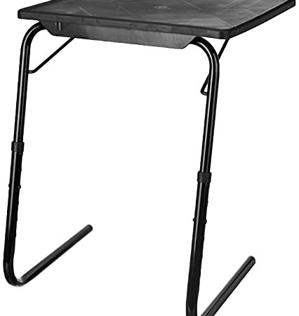 Amazon Brand - Solimo Swerve Height Adjustable Plastic Laptop & Utility Table with Cup Holder (Black)