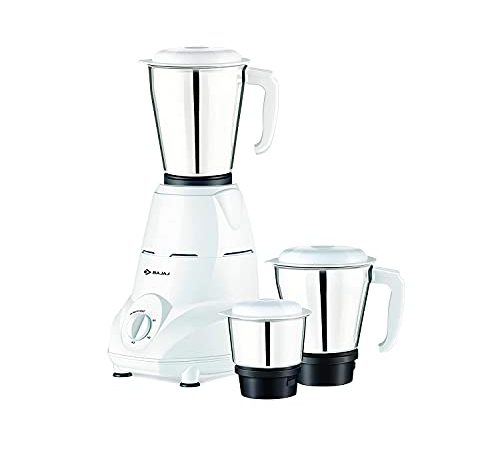 Bajaj Rex 500W Mixer Grinder with Nutri-Pro Feature, 3 Jars, White