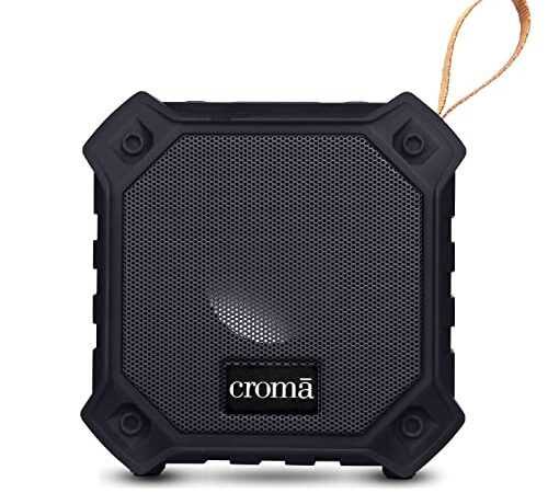 Croma 5W Portable Bluetooth Speaker with 21 hours play time at mid volume, Bluetooth v5.0, Built in Mic, Multiple connectivity modes, True Wireless Technology (12 Months Warranty) (CREMP2101sBTSP, Black)