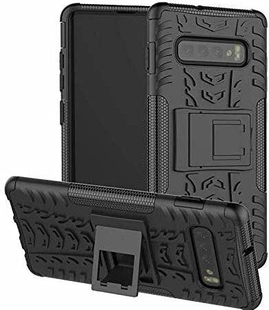 Glaslux Samsung Galaxy S10 Plus, Back Cover, Premium Real Hybrid Shockproof Bumper Defender Cover, Kickstand Hybrid Desk Stand Back Case Cover for Samsung Galaxy S10 Plus - Black