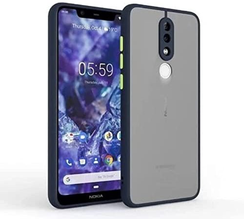 Glaslux Slim {Camera Protection} Shockproof Anti-Slip Grip Smoke Back Cover for Nokia 5.1 Plus - Blue